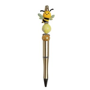 Bumble Bee Beaded Ballpoint Twist Pen Yellow Topper